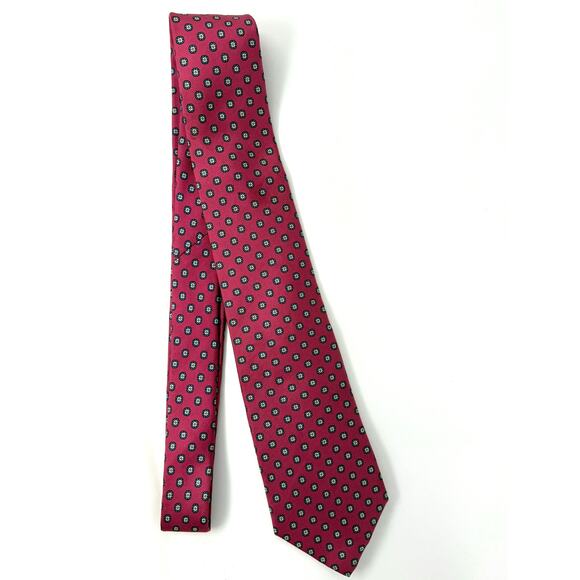 Chaps Ralph Lauren Silk Tie Pink Blue Geometric Floral Made USA - Picture 6 of 6